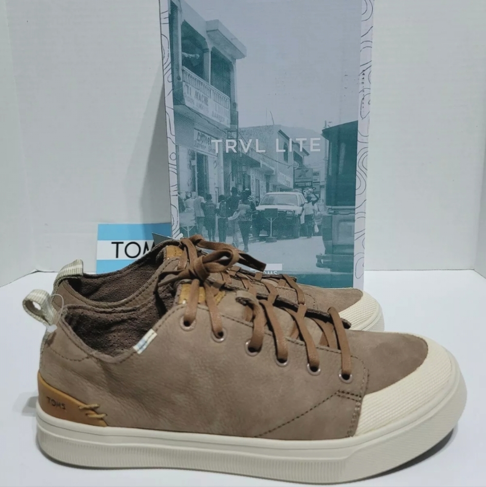 TOMS Trvl Lite Low Cedar Brown Tumbled Nubuck Leather Suede Men's